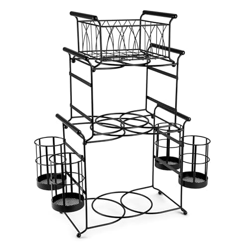 Sorbus Buffet Caddy — 7-Piece Stackable Set Includes Plate, Napkin, and Silverware Holder, 3-Tier Detachable Tabletop Organizer Ideal for Kitchen, Dining, Entertaining, Parties, Thanksgiving