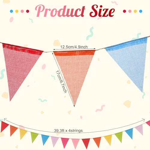 Tatuo Pastel Pennant Banner Flags, Triangle Bunting
