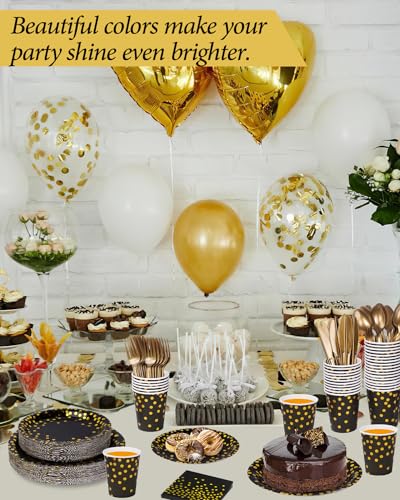 Party Plates Supplies, Party Plates Cups and Napkins Sets with Plastic Knives forks spoons, Disposable Tableware