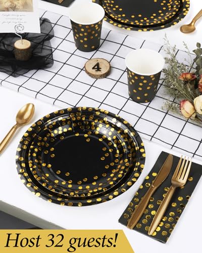 Party Plates Supplies, Party Plates Cups and Napkins Sets with Plastic Knives forks spoons, Disposable Tableware
