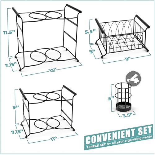Sorbus Buffet Caddy — 7-Piece Stackable Set Includes Plate, Napkin, and Silverware Holder, 3-Tier Detachable Tabletop Organizer Ideal for Kitchen, Dining, Entertaining, Parties, Thanksgiving
