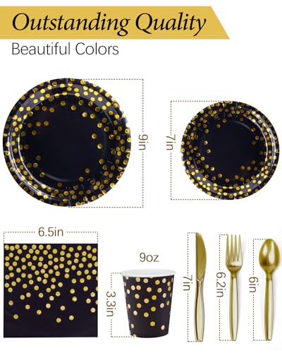 Party Plates Supplies, Party Plates Cups and Napkins Sets with Plastic Knives forks spoons, Disposable Tableware