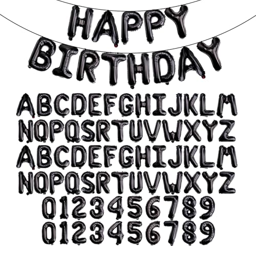 85 PCS 16" Letter Number Balloons, Happy Birthday & 2 Sets of A-Z 0-9, Foil Mylar Aluminum Hanging Alphabet for Graduation New Year eve Birthday Party Decorations