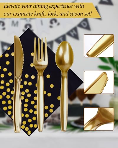 Party Plates Supplies, Party Plates Cups and Napkins Sets with Plastic Knives forks spoons, Disposable Tableware