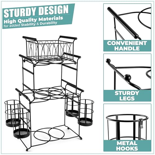 Sorbus Buffet Caddy — 7-Piece Stackable Set Includes Plate, Napkin, and Silverware Holder, 3-Tier Detachable Tabletop Organizer Ideal for Kitchen, Dining, Entertaining, Parties, Thanksgiving