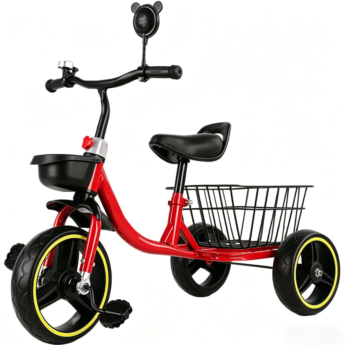Kids Tricycle with Adjustable Seat & Storage Baskets