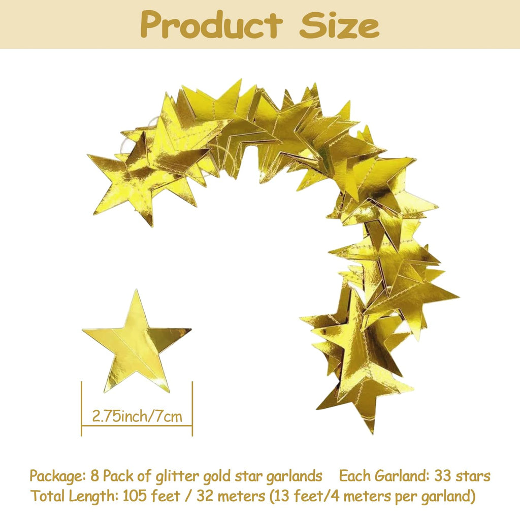 OMFU Star Garland Banner, Hanging Stars Streamers String Party Decorations