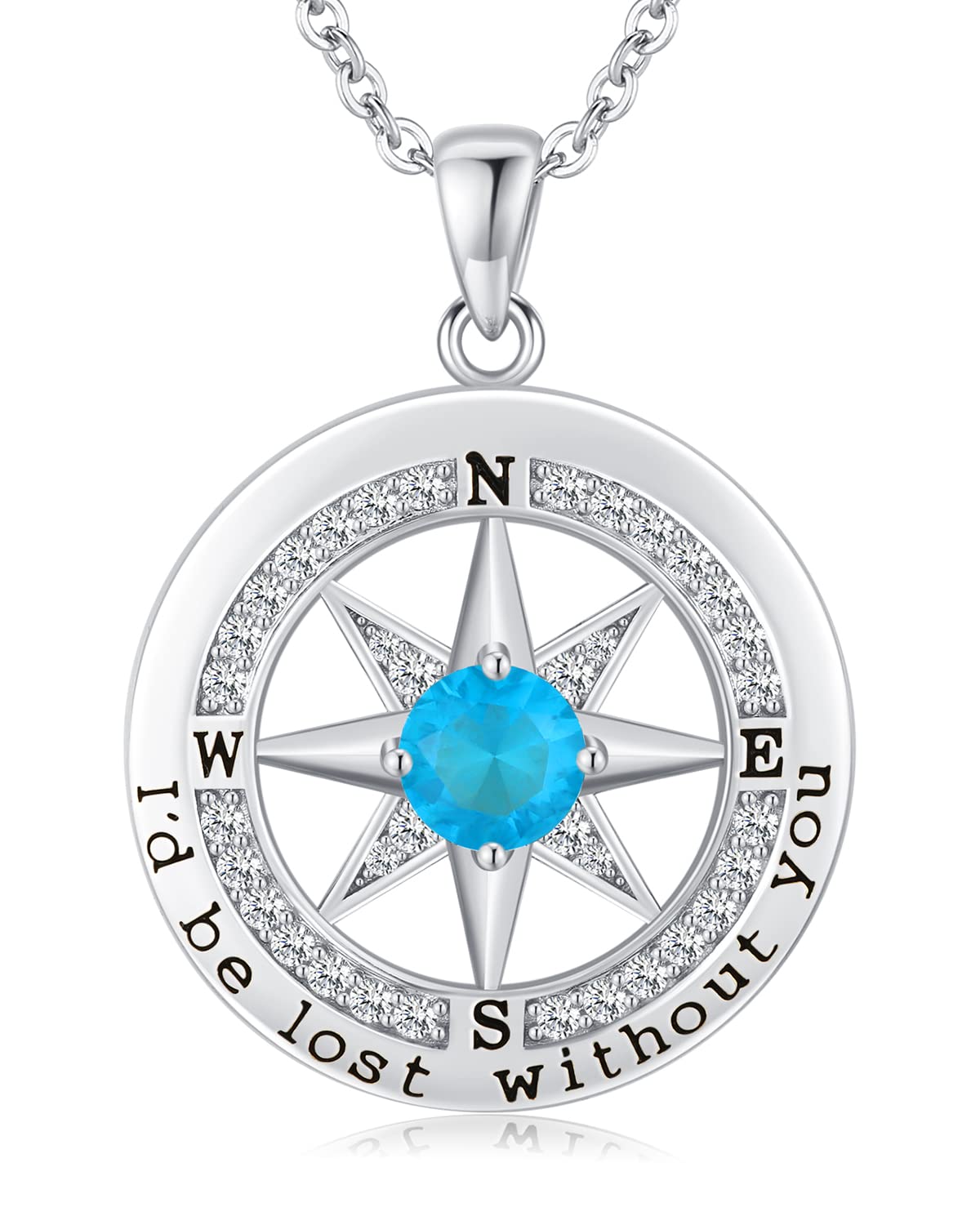 Compass Necklace Women, Gifts Anniversary Wife, 925 Silver Love Jewelry Her