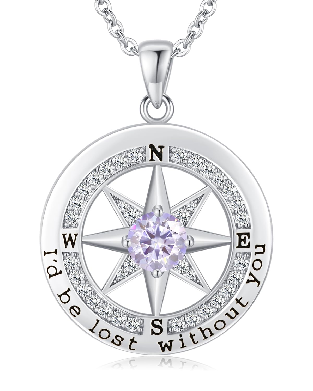 Compass Necklace Women, Gifts Anniversary Wife, 925 Silver Love Jewelry Her