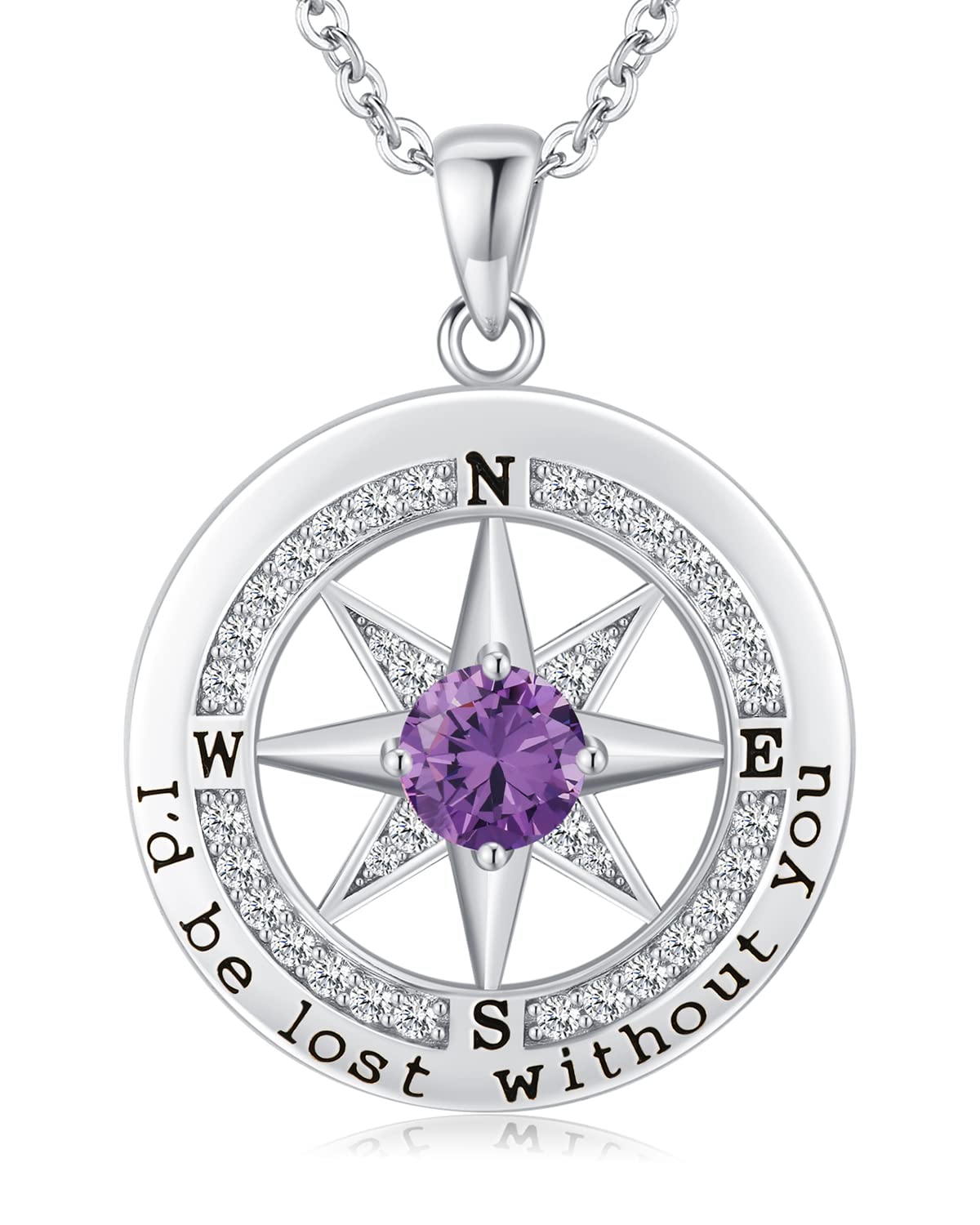 Compass Necklace Women, Gifts Anniversary Wife, 925 Silver Love Jewelry Her