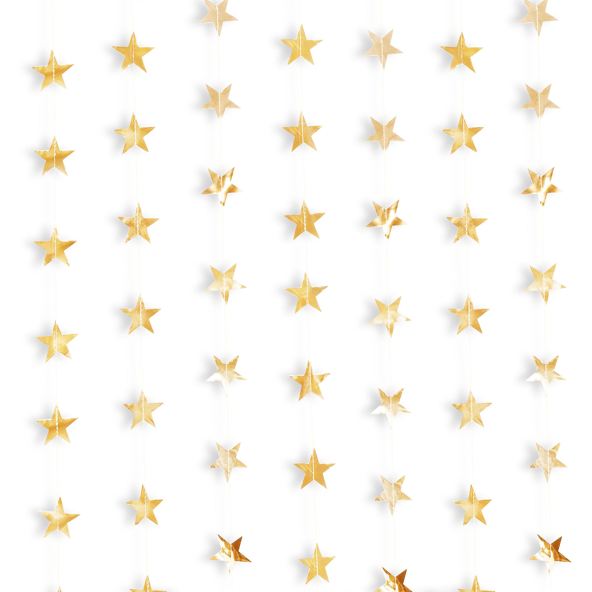 CANREVEL Pre-Strung Gold Star Garland Banner 156 Ft Hanging Star Decoration