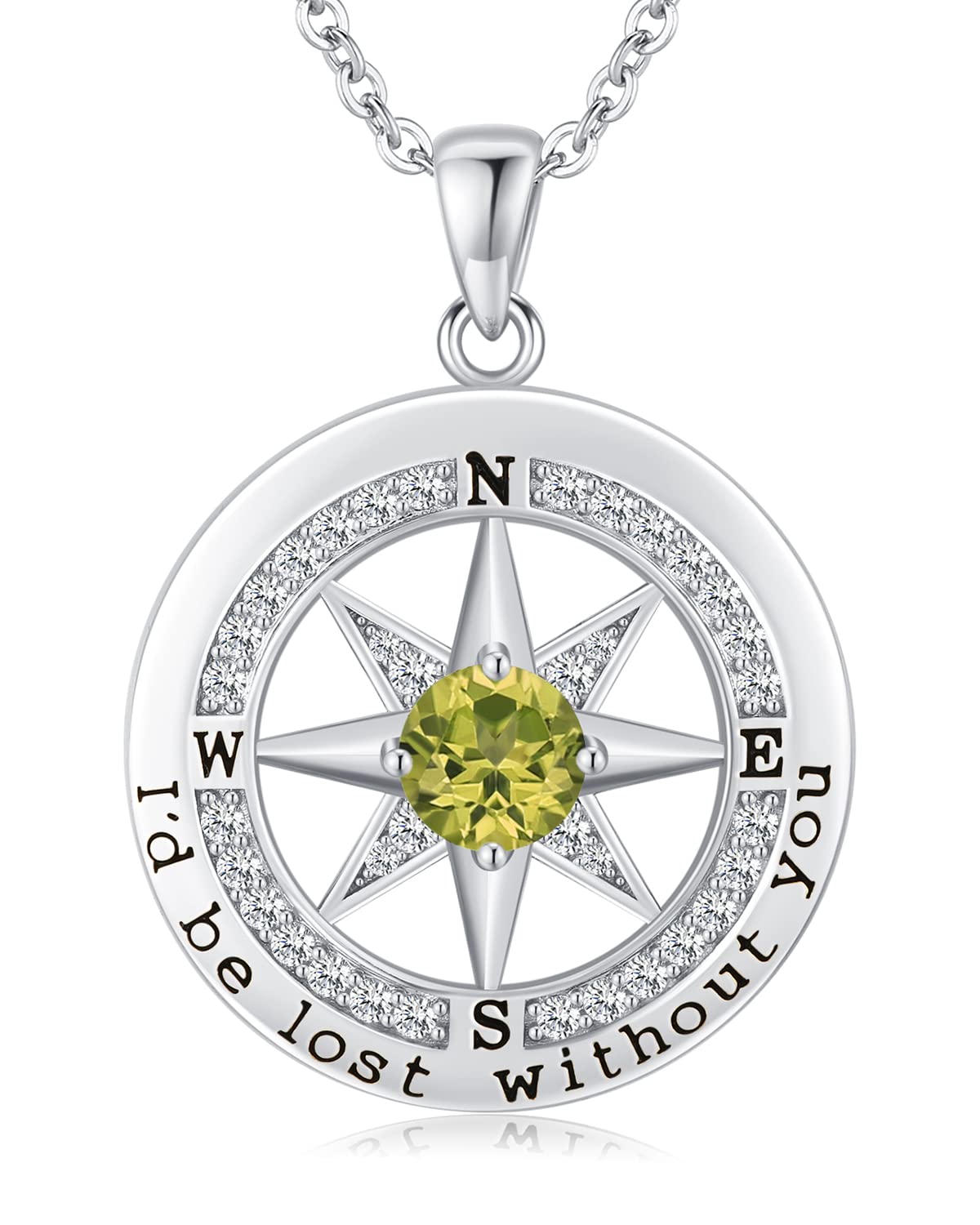 Compass Necklace Women, Gifts Anniversary Wife, 925 Silver Love Jewelry Her