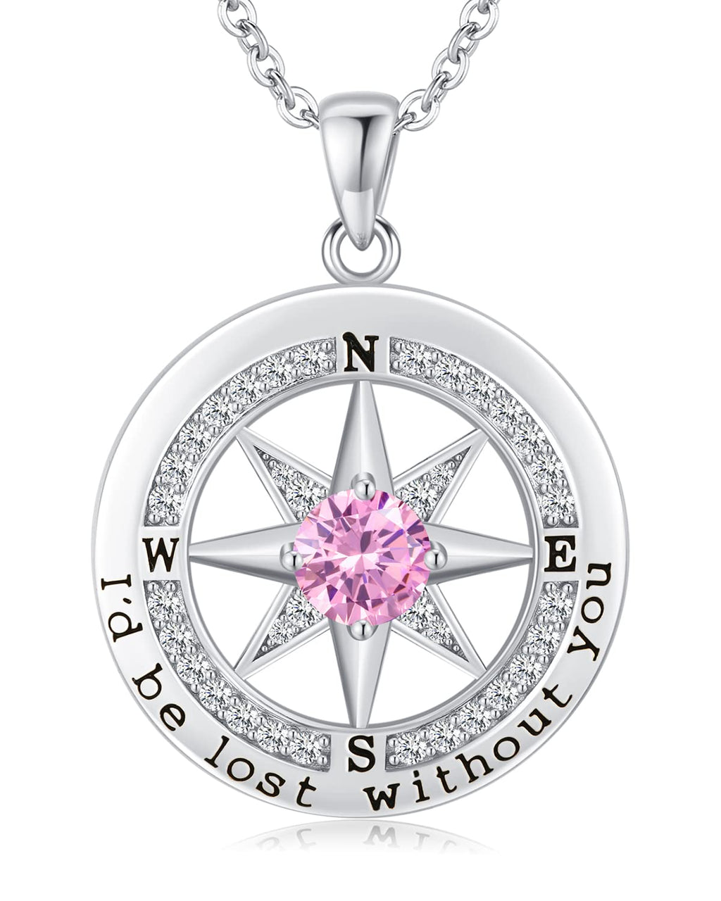 Compass Necklace Women, Gifts Anniversary Wife, 925 Silver Love Jewelry Her