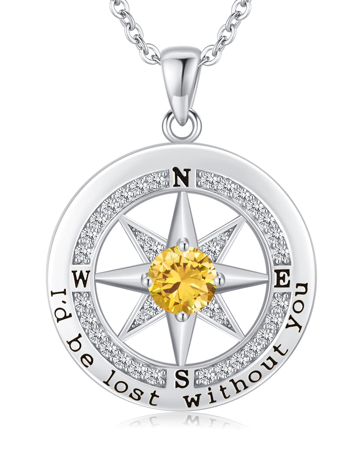 Compass Necklace Women, Gifts Anniversary Wife, 925 Silver Love Jewelry Her