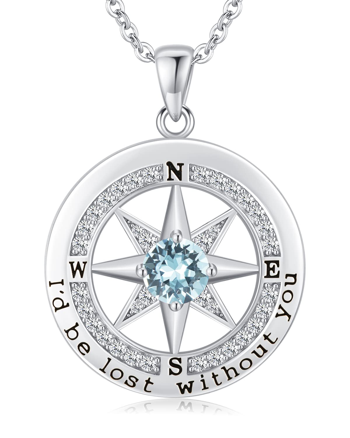 Compass Necklace Women, Gifts Anniversary Wife, 925 Silver Love Jewelry Her