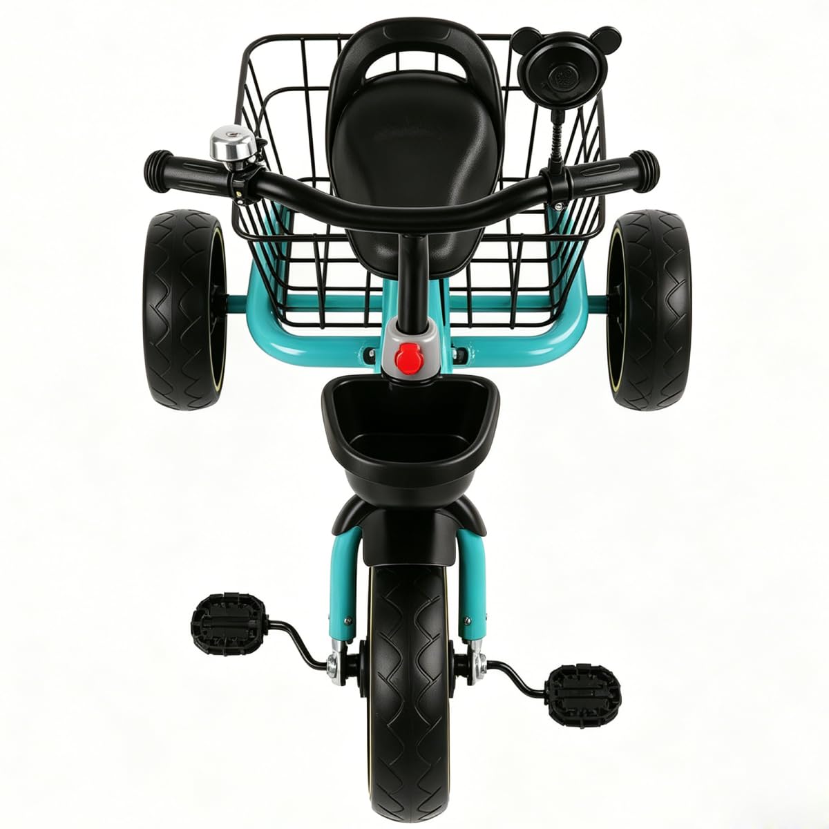 Kids Tricycle for Aged 1-4,Carbon Steel Frame Foam Wheels Triangular Structure Ride-On Toy,Three Wheels Trike with Adjustable Seat Front Rear Storage Baskets,Max Load 55lbs