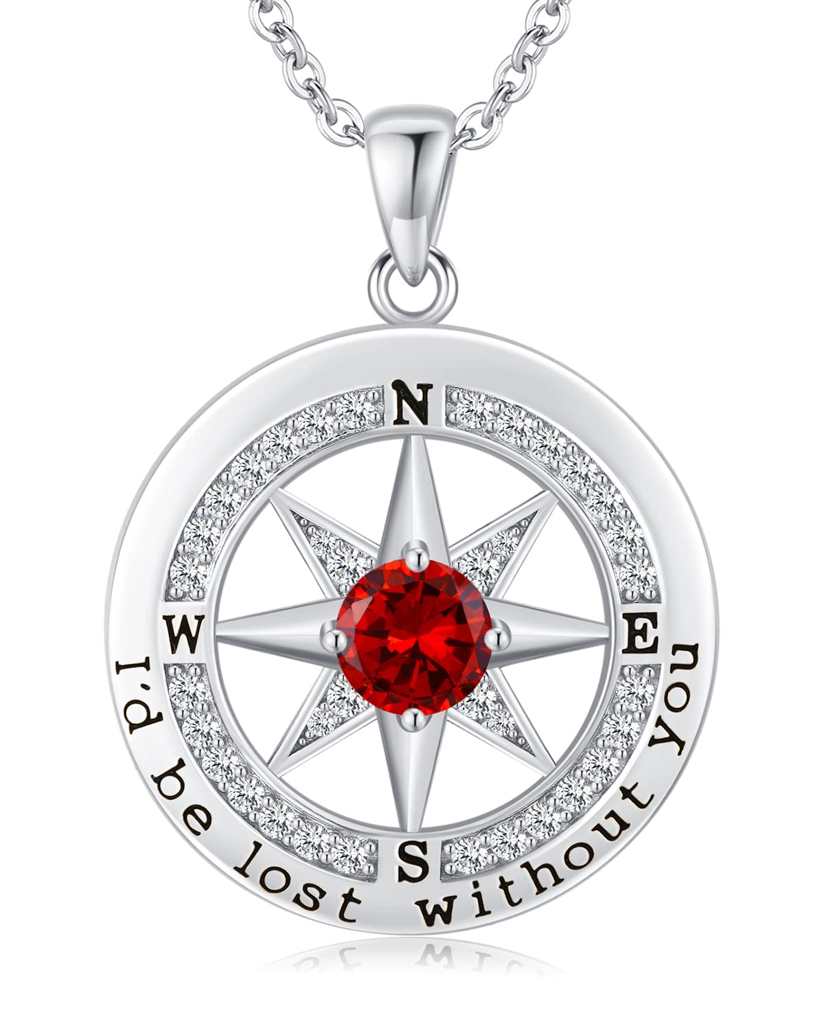 Compass Necklace Women, Gifts Anniversary Wife, 925 Silver Love Jewelry Her