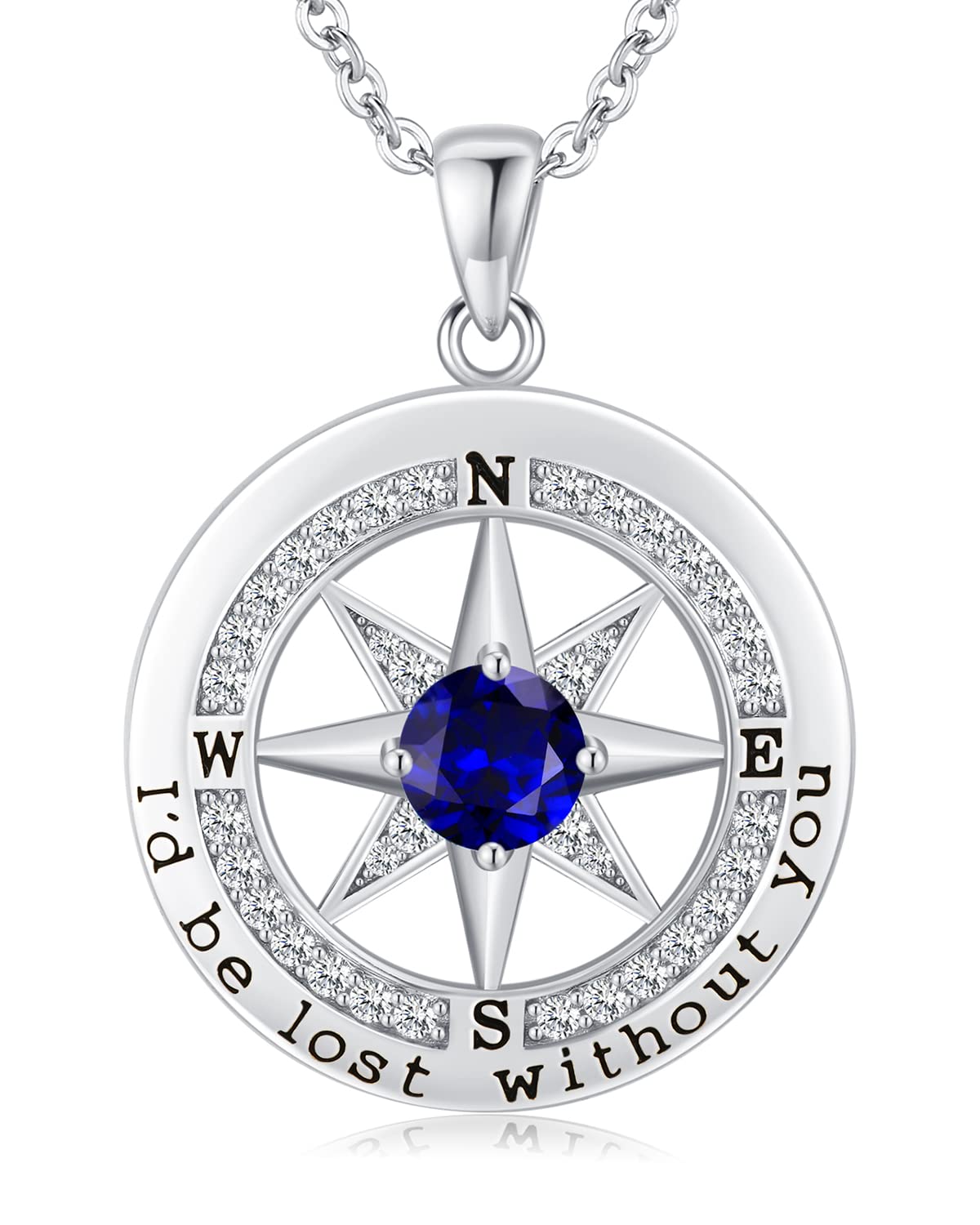 Compass Necklace Women, Gifts Anniversary Wife, 925 Silver Love Jewelry Her