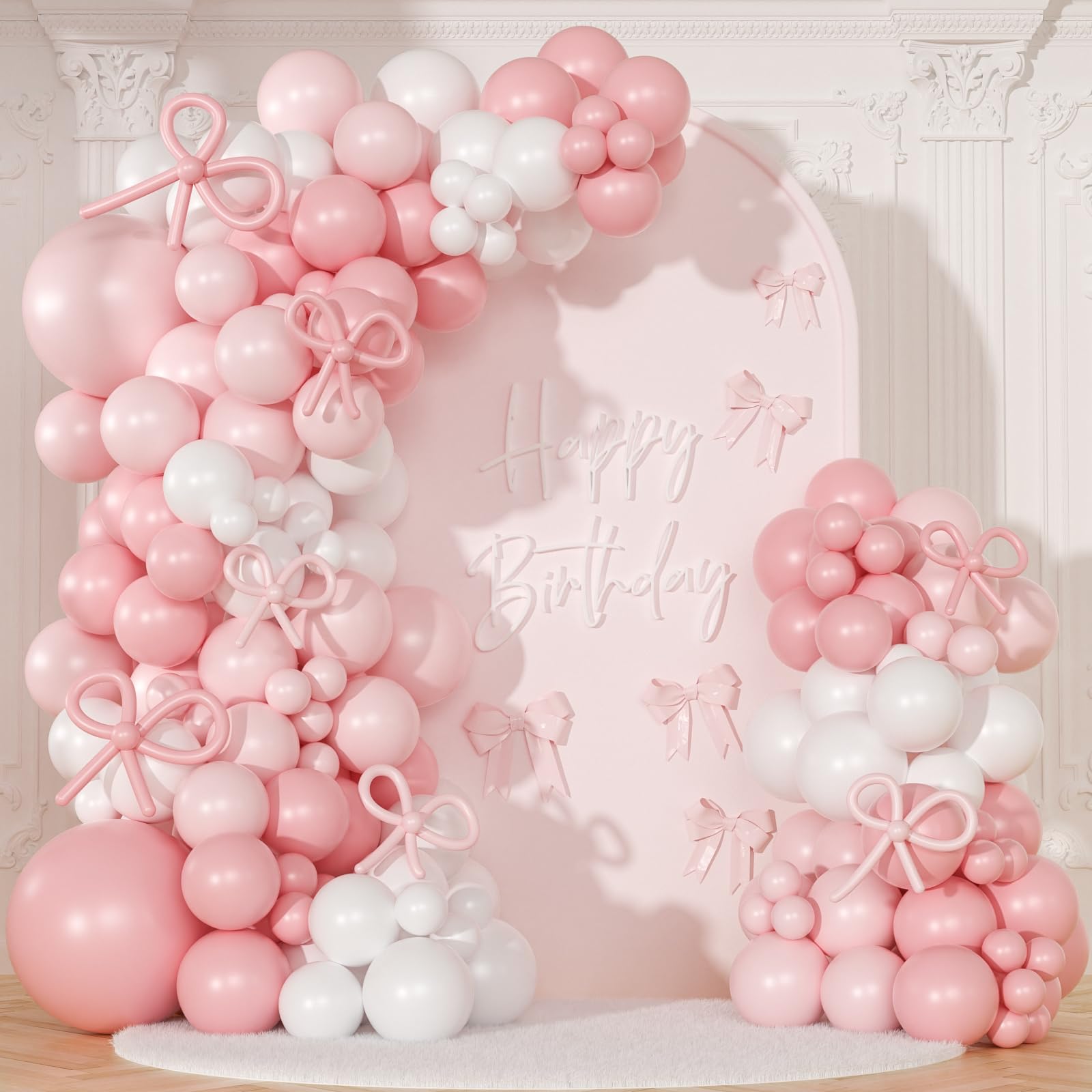 145-Piece Pink & White Balloon Garland Arch Party Kit