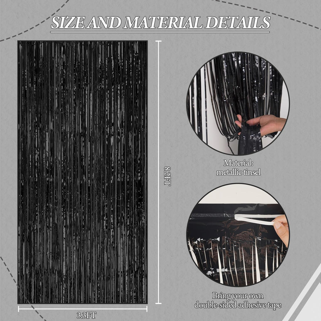 DECOCKRAT 3 Pack Foil Fringe Backdrop - Shiny Tinsel Curtains for Party Decoration/Photo Booth Props - 3.3x8.2 FT Metallic Foil Backdrop for Birthday, Wedding, Graduation, Christmas.