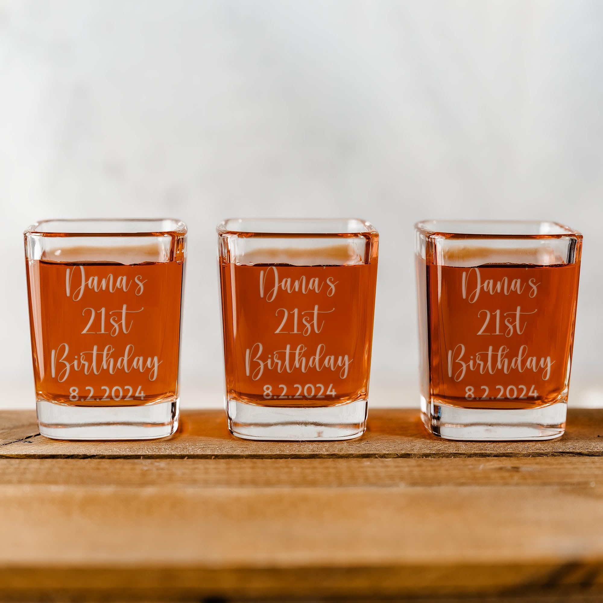 Custom 2 oz Shot Glass - Set of Glasses Personalized with Name and Birthday - Ideal for 21st, 30th, 40th, 50th Birthday Party Favors and Gifts