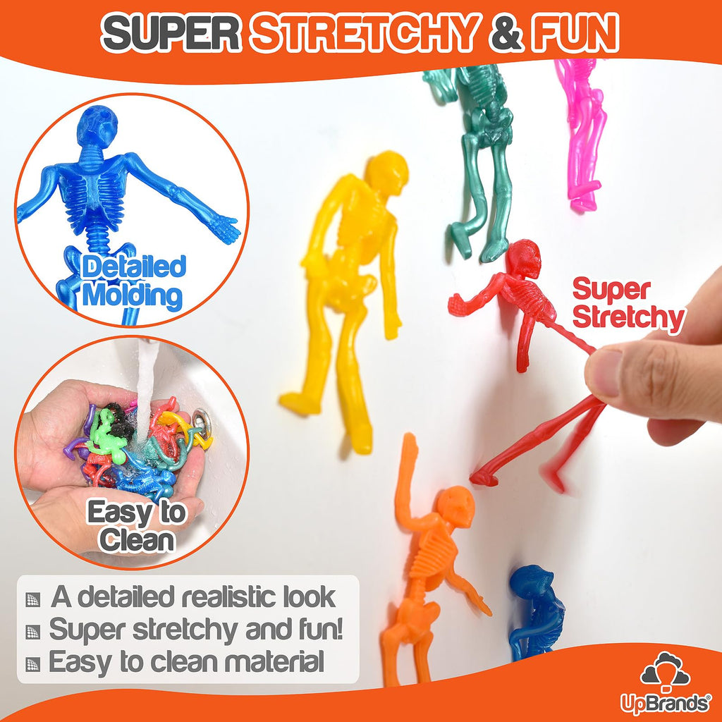 UpBrands Halloween Party Favors for Kids – Spooky & Stretchy Mini Skeleton Toys for Trick-or-Treat Giveaways, Classroom Rewards and Bulk Party Supplies