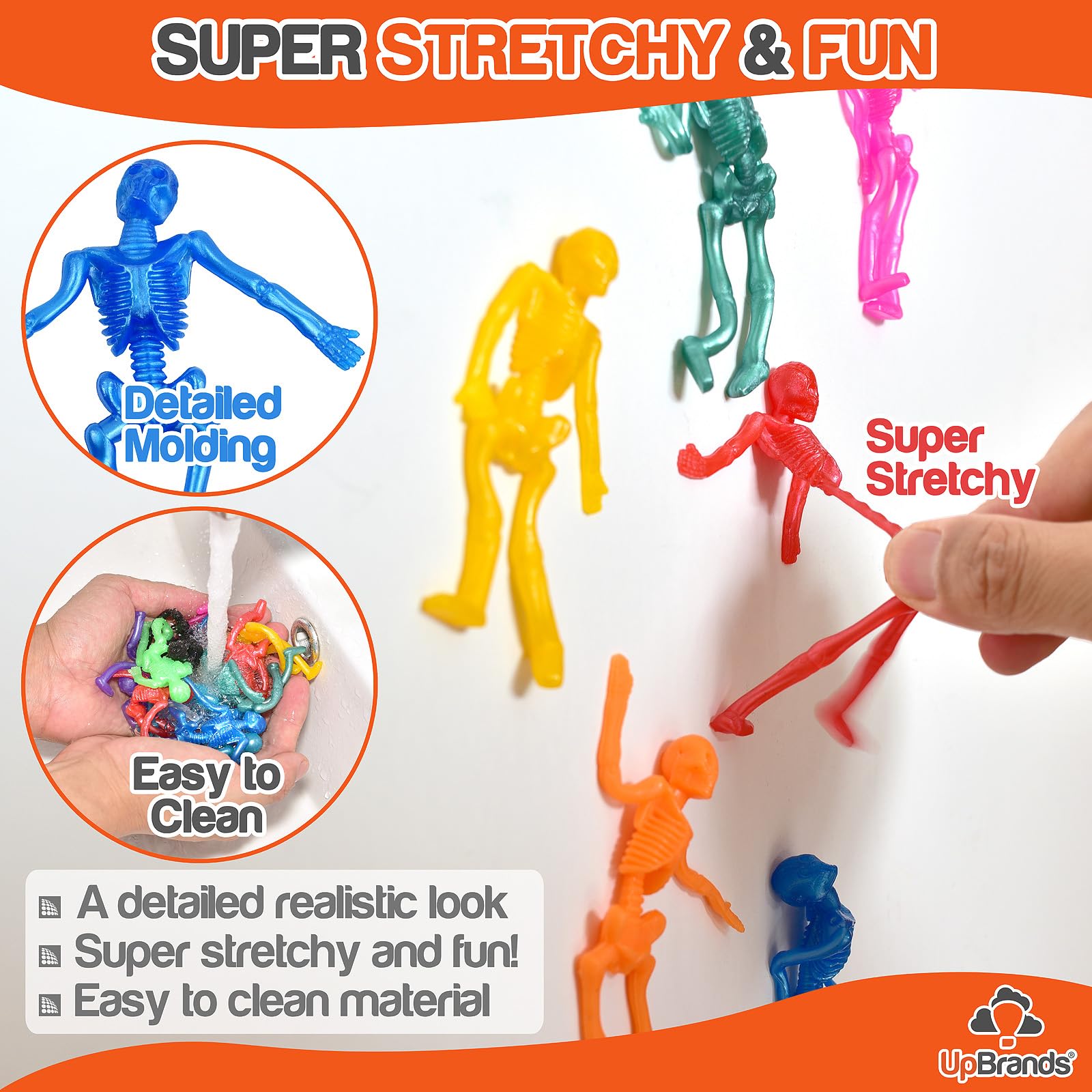 UpBrands Halloween Party Favors for Kids – Spooky & Stretchy Mini Skeleton Toys for Trick-or-Treat Giveaways, Classroom Rewards and Bulk Party Supplies