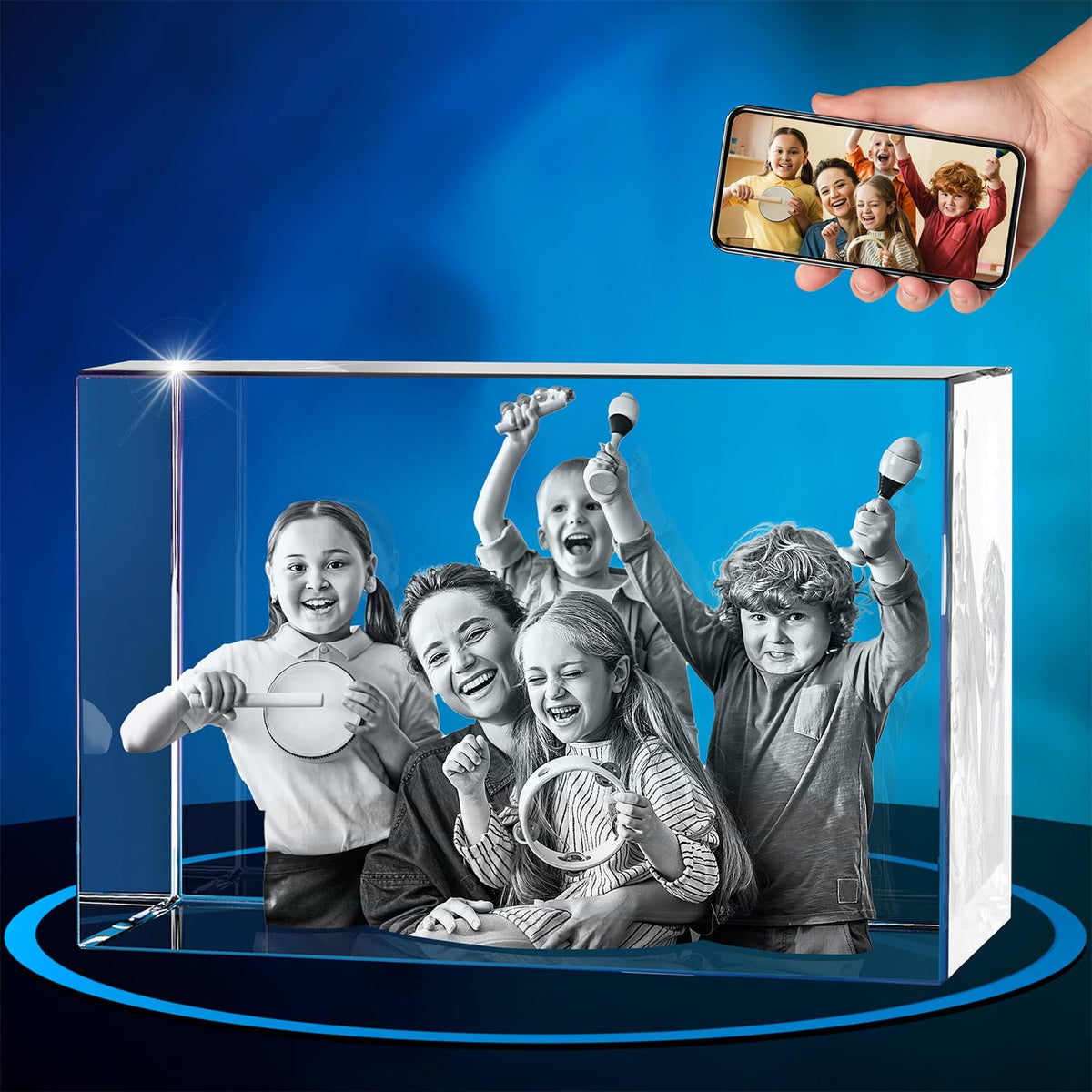 ArtPix 3D Crystal Photo, Personalized Gifts for Women, Wife, Mom, Her, Him, Men, Great Customized Gift With Your Own Photo - Anniversary, Wedding, Birthday - Custom Glass 3D Laser Etched Picture Frame