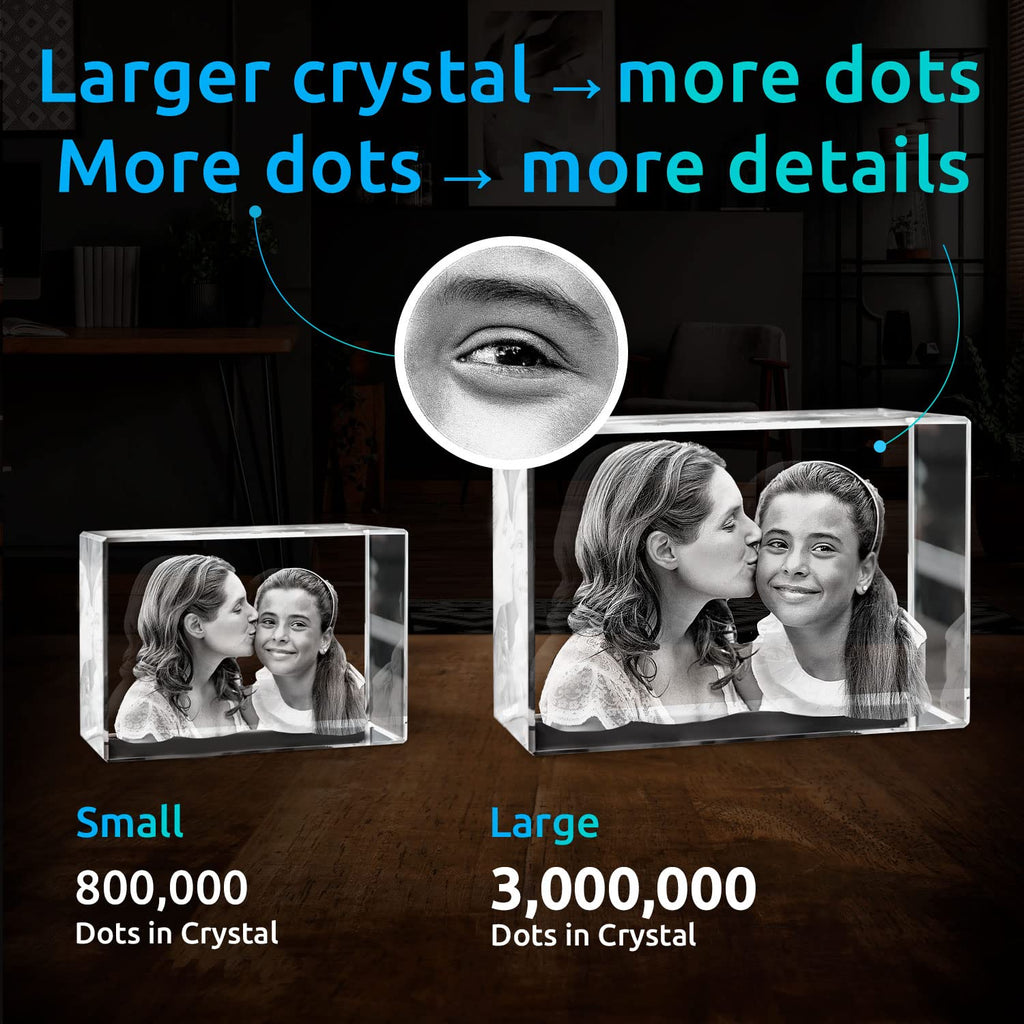 ArtPix 3D Crystal Photo, Personalized Gifts for Women, Wife, Mom, Her, Him, Men, Great Customized Gift With Your Own Photo - Anniversary, Wedding, Birthday - Custom Glass 3D Laser Etched Picture Frame