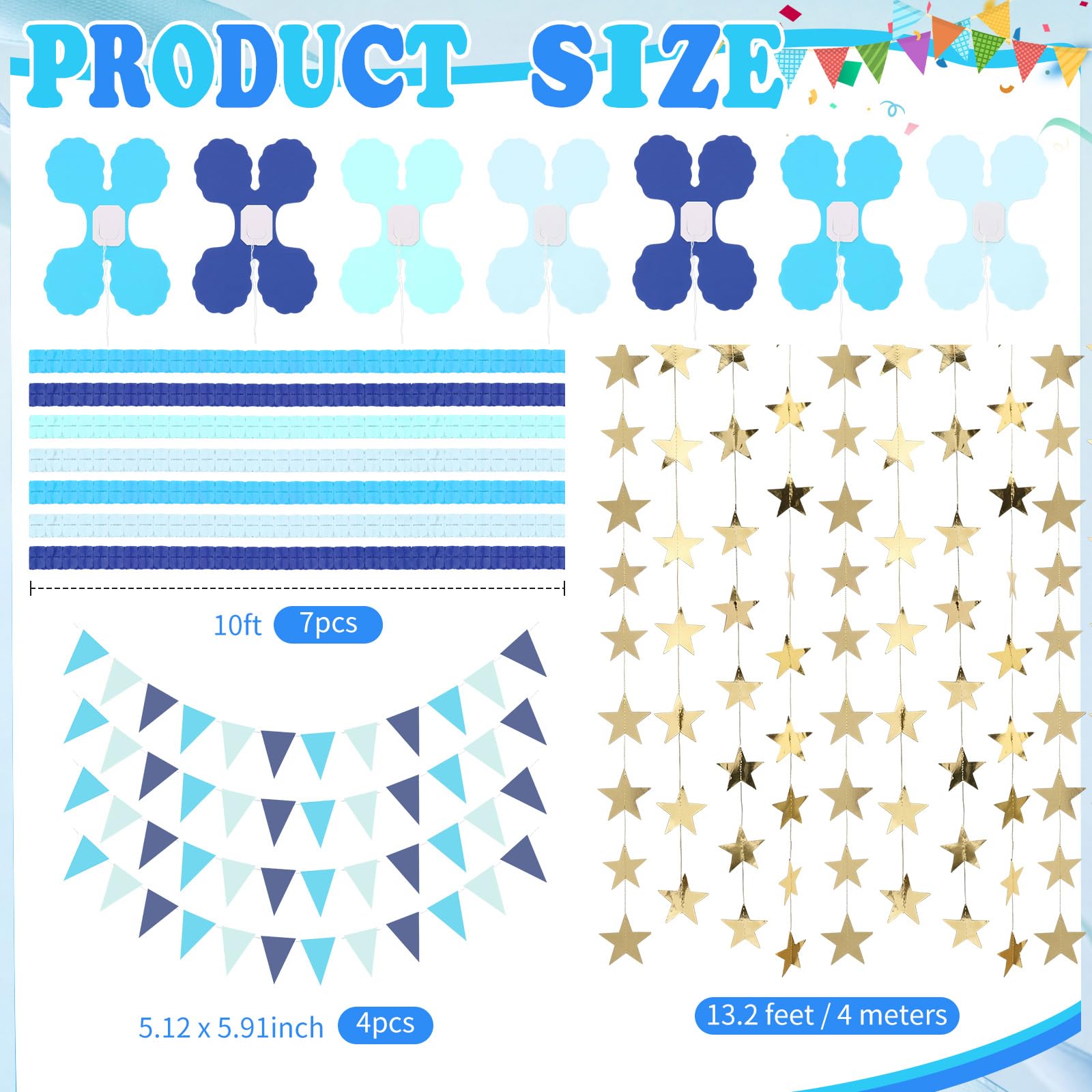Frienda 15 Pcs Paper Chains Strips Set, Party Decorations