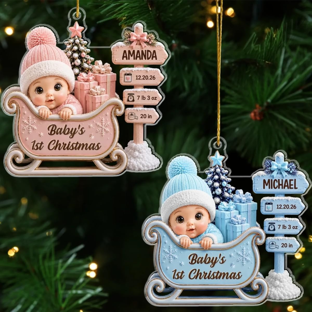 Personalized Baby’s First Christmas Ornament for New Parents