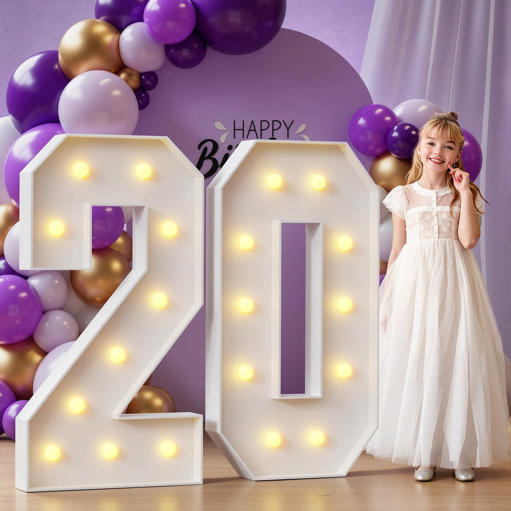 Marquee Numbers Large 20th-Birthday Decorations: 4ft Light Up Numbers 20