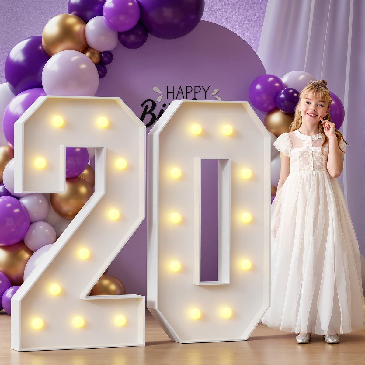 Marquee Numbers Large 20th-Birthday Decorations: 4ft Light Up Numbers 20