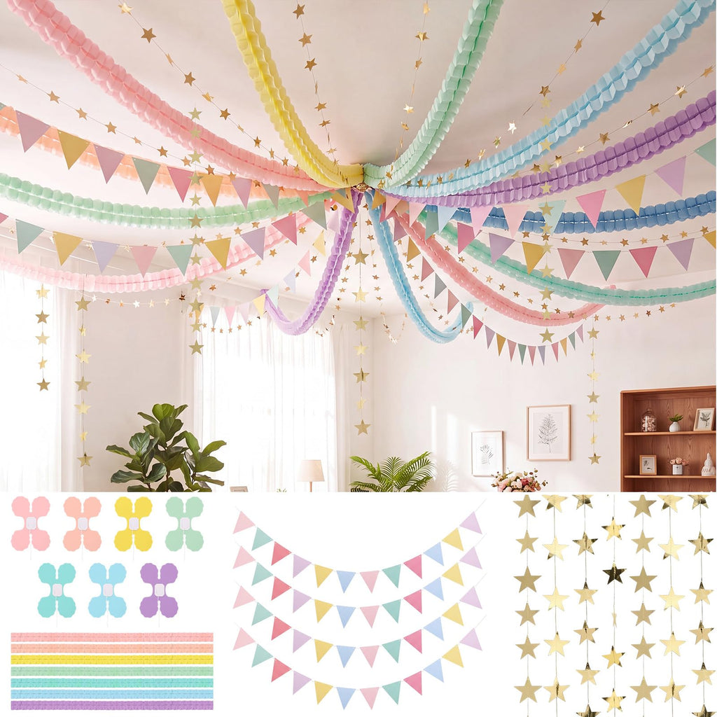 Frienda 15 Pcs Paper Chains Strips Set, Party Decorations