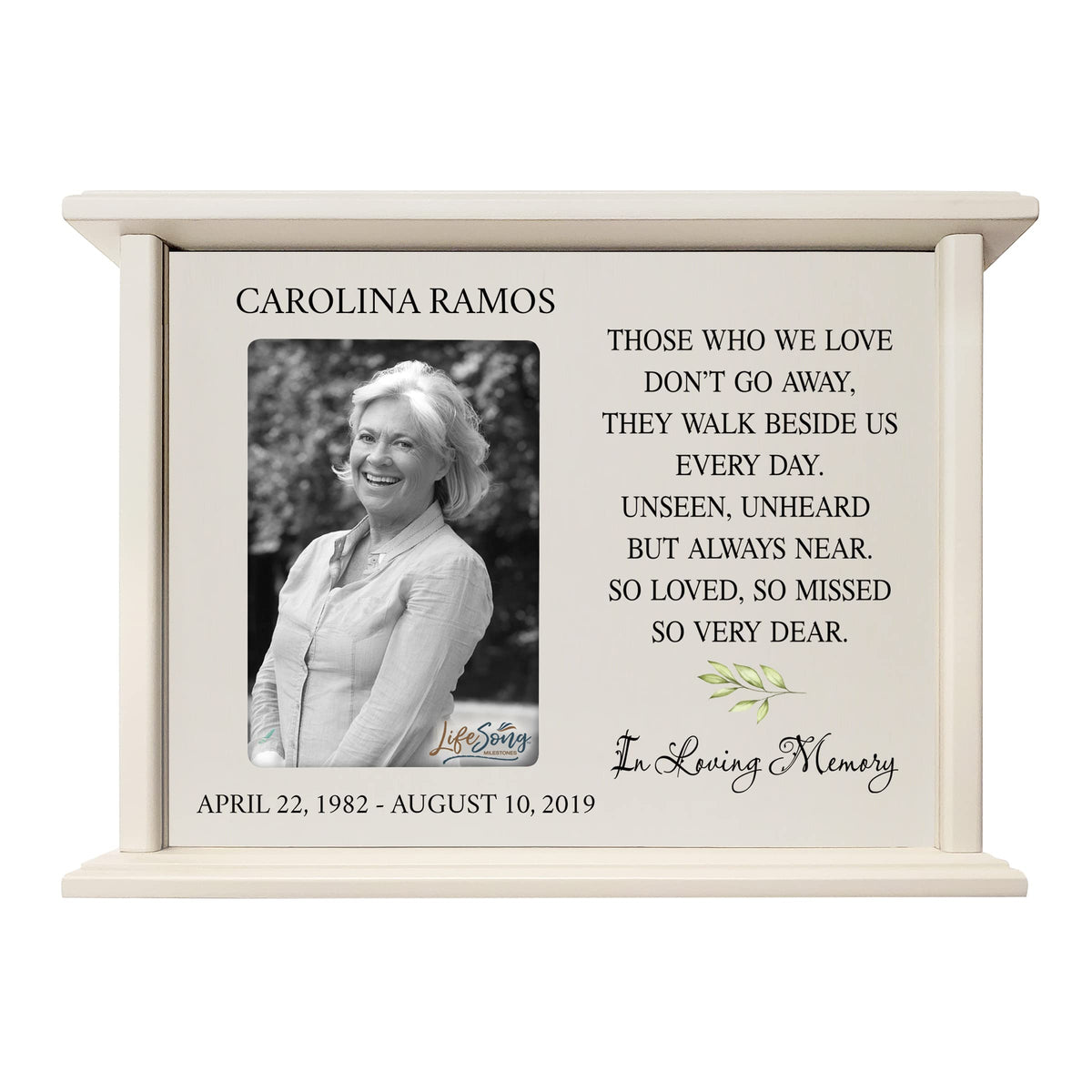Personalized Wooden Cremation Urn with 4x6 Photo Frame