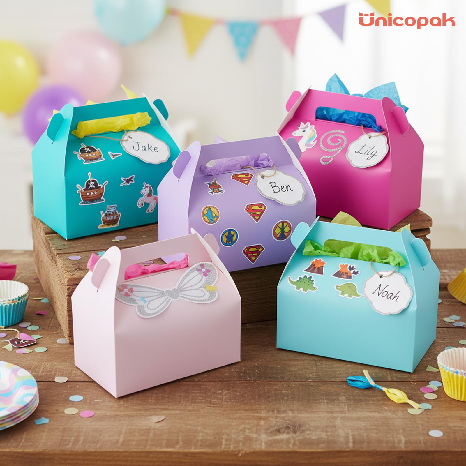 UnicoPak 30 Pack Gable Boxes Party Favor Boxes Treat Boxes Gift Boxes Goodie Boxes
