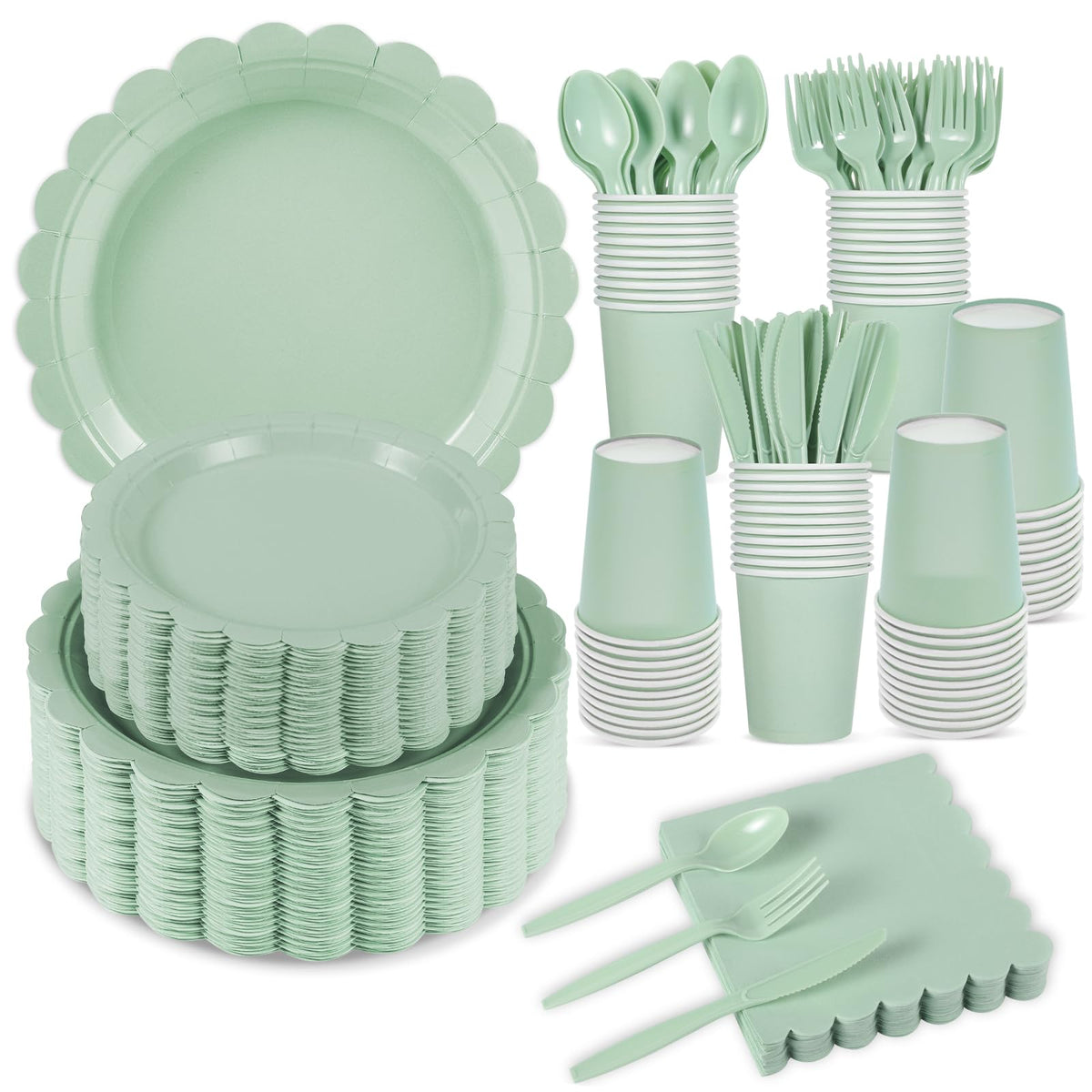 Scalloped Disposable Party Tableware Set for 25–50 Guests