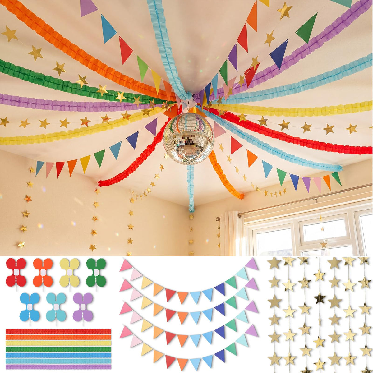 15-Piece Paper Chain Garland Kit for Party Decorations