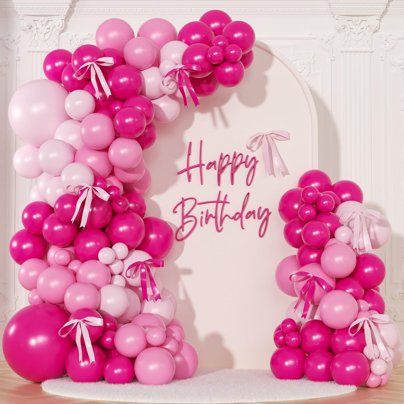 145-Piece Pink & White Balloon Garland Arch Party Kit