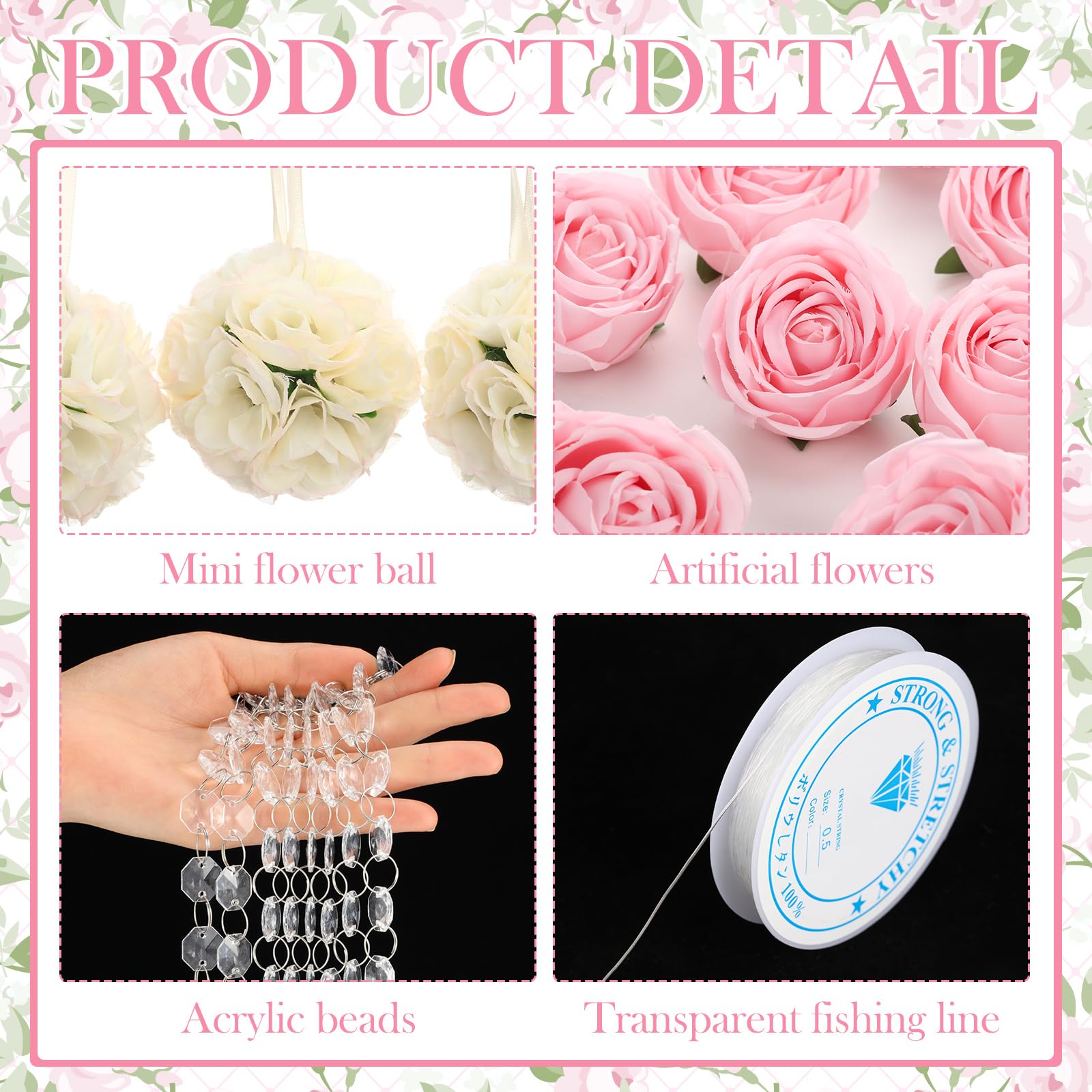 19 Pack Wedding Hanging Garland Acrylic Crystal Flower Kissing Ball Decor