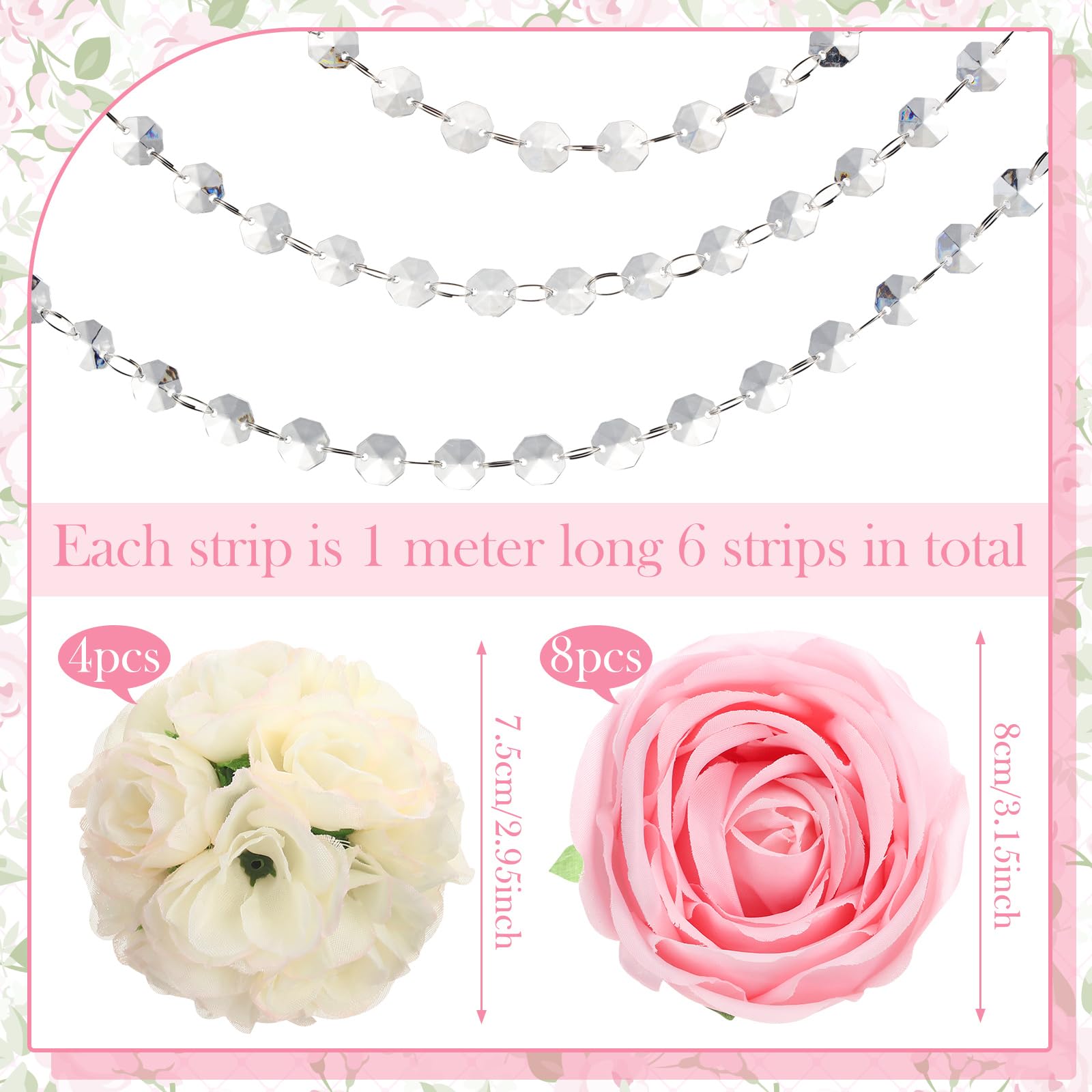 19 Pack Wedding Hanging Garland Acrylic Crystal Flower Kissing Ball Decor