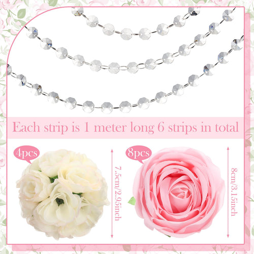 19 Pack Wedding Hanging Garland Acrylic Crystal Flower Kissing Ball Decor