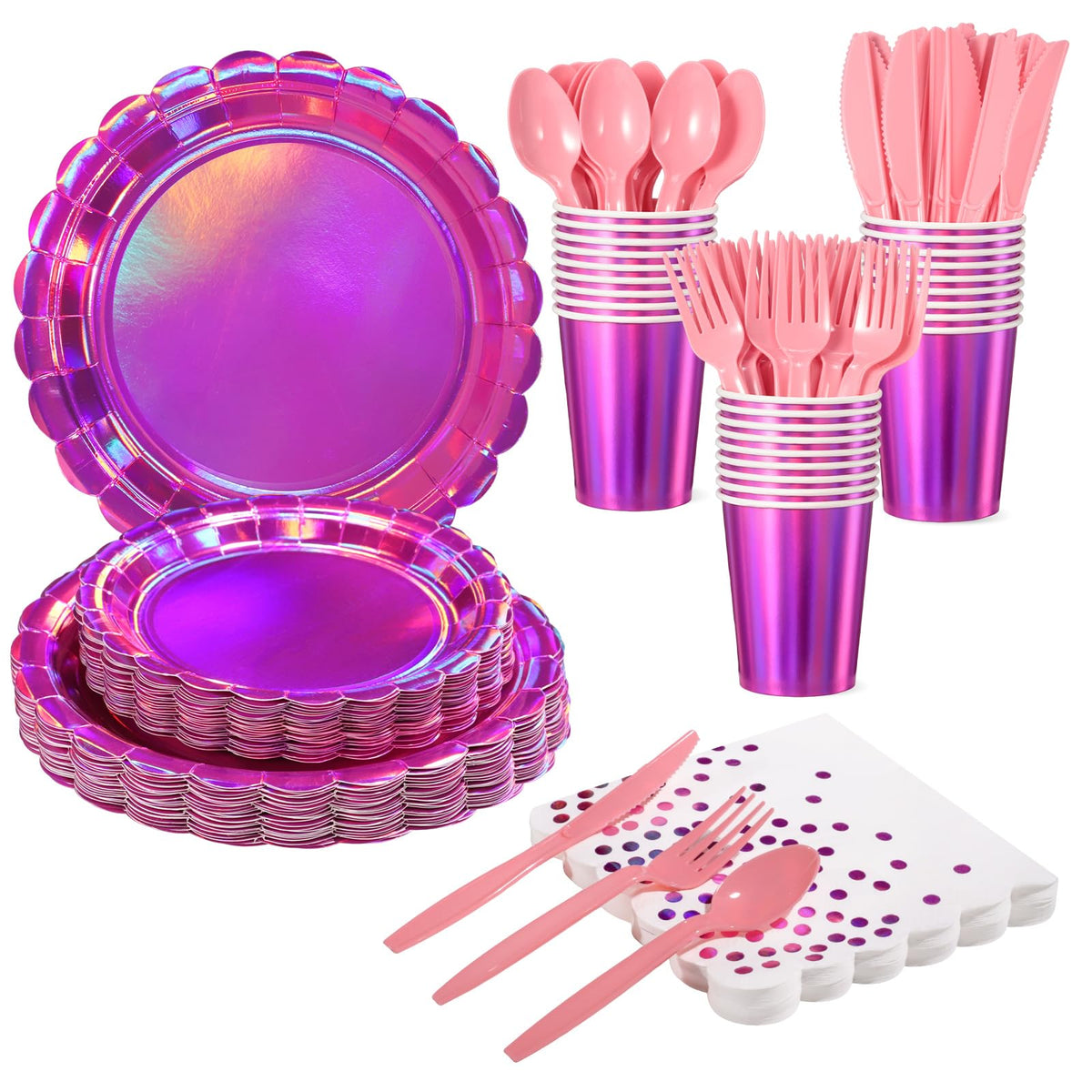 Scalloped Disposable Party Tableware Set for 25–50 Guests
