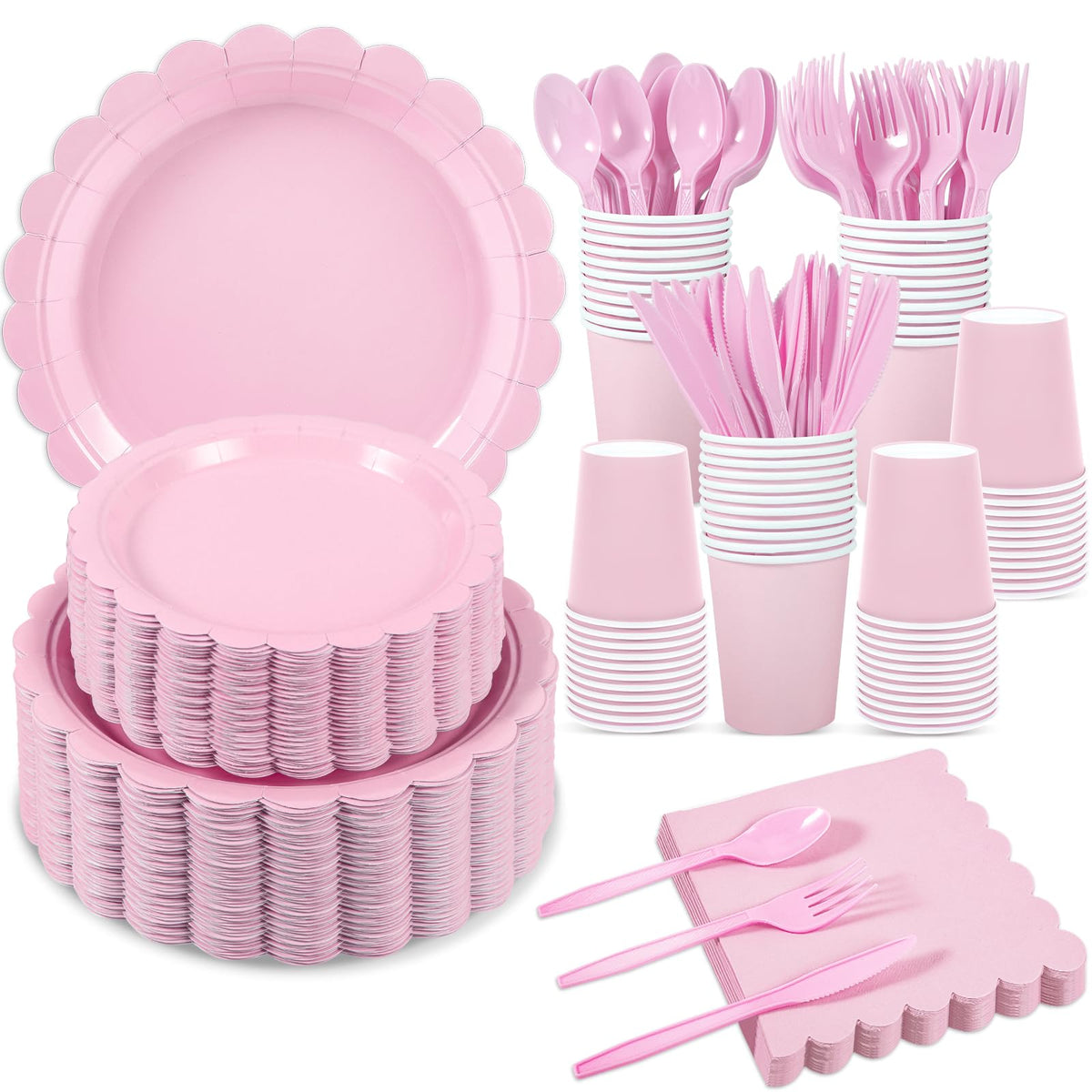 Scalloped Disposable Party Tableware Set for 25–50 Guests
