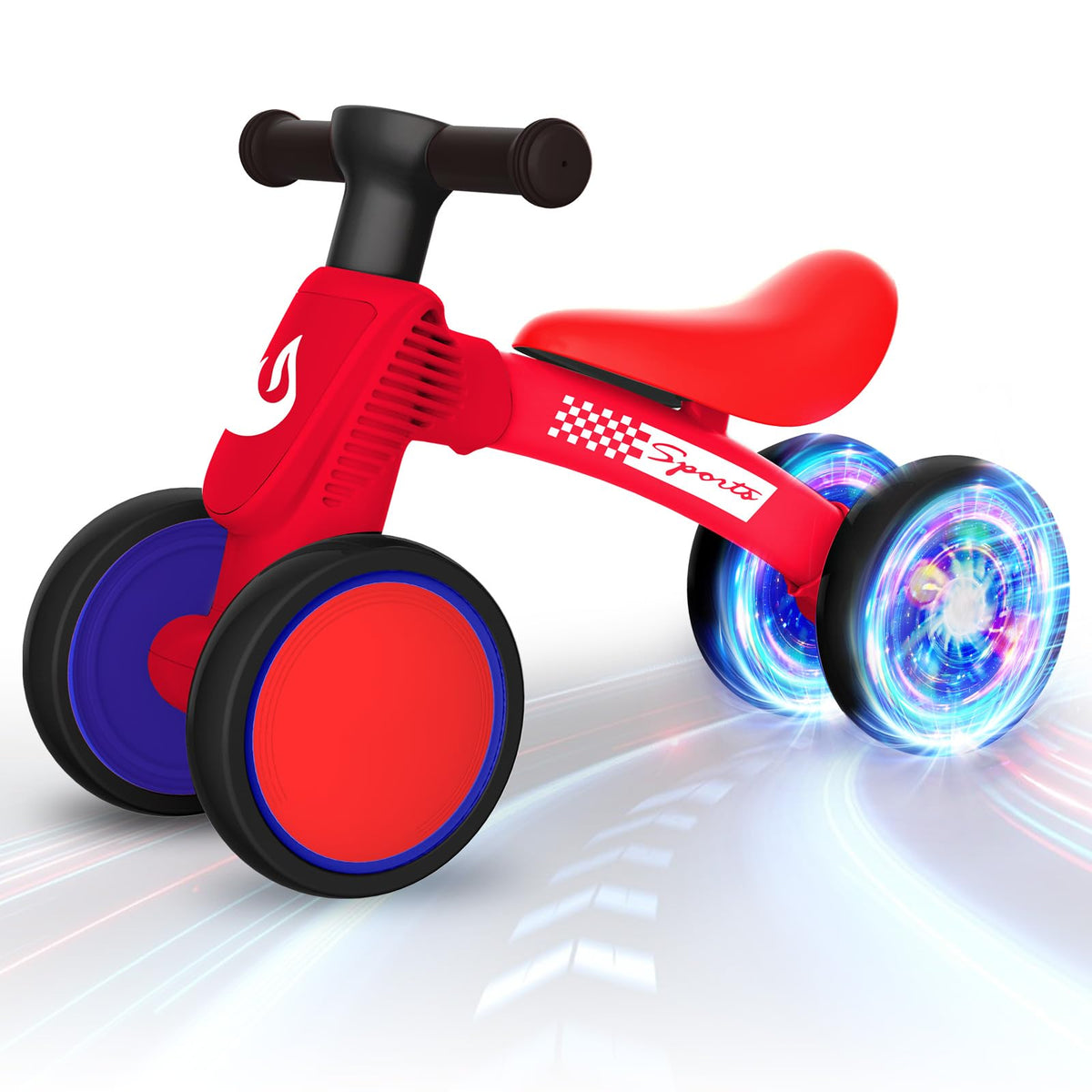 Colorful Light-Up Toddler Balance Bike for Ages 10–36 Months