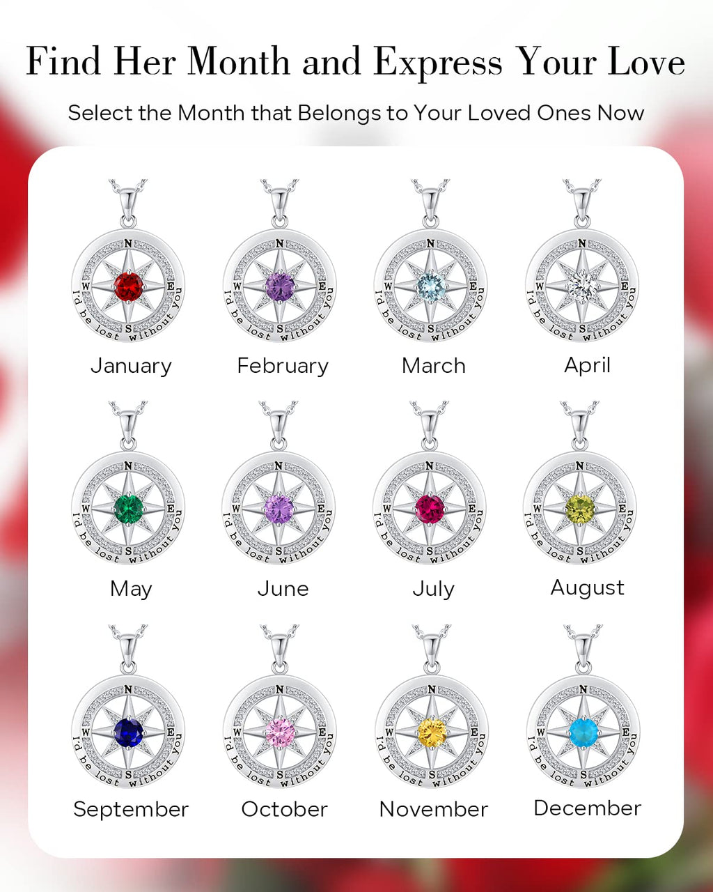 Compass Necklace Women, Gifts Anniversary Wife, 925 Silver Love Jewelry Her
