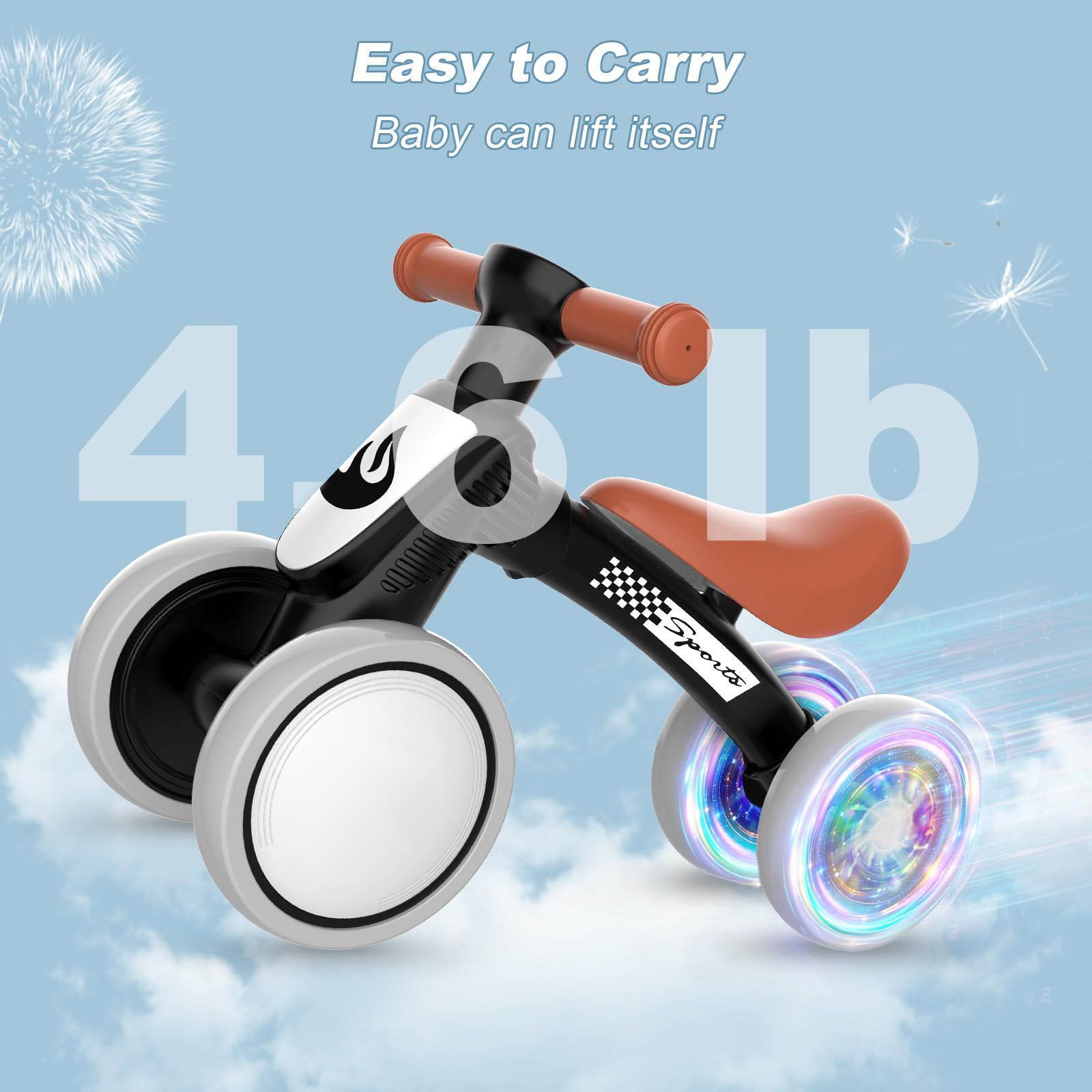 Colorful Lighting Baby Balance Bike Toys for 1 Year Old Boy Girl Gifts, 10-36 Month Toddler Balance Bike, No Pedal 4 Silence Wheels & Soft Seat First Bike, One Year Old Boy Girl Birthday Gifts.