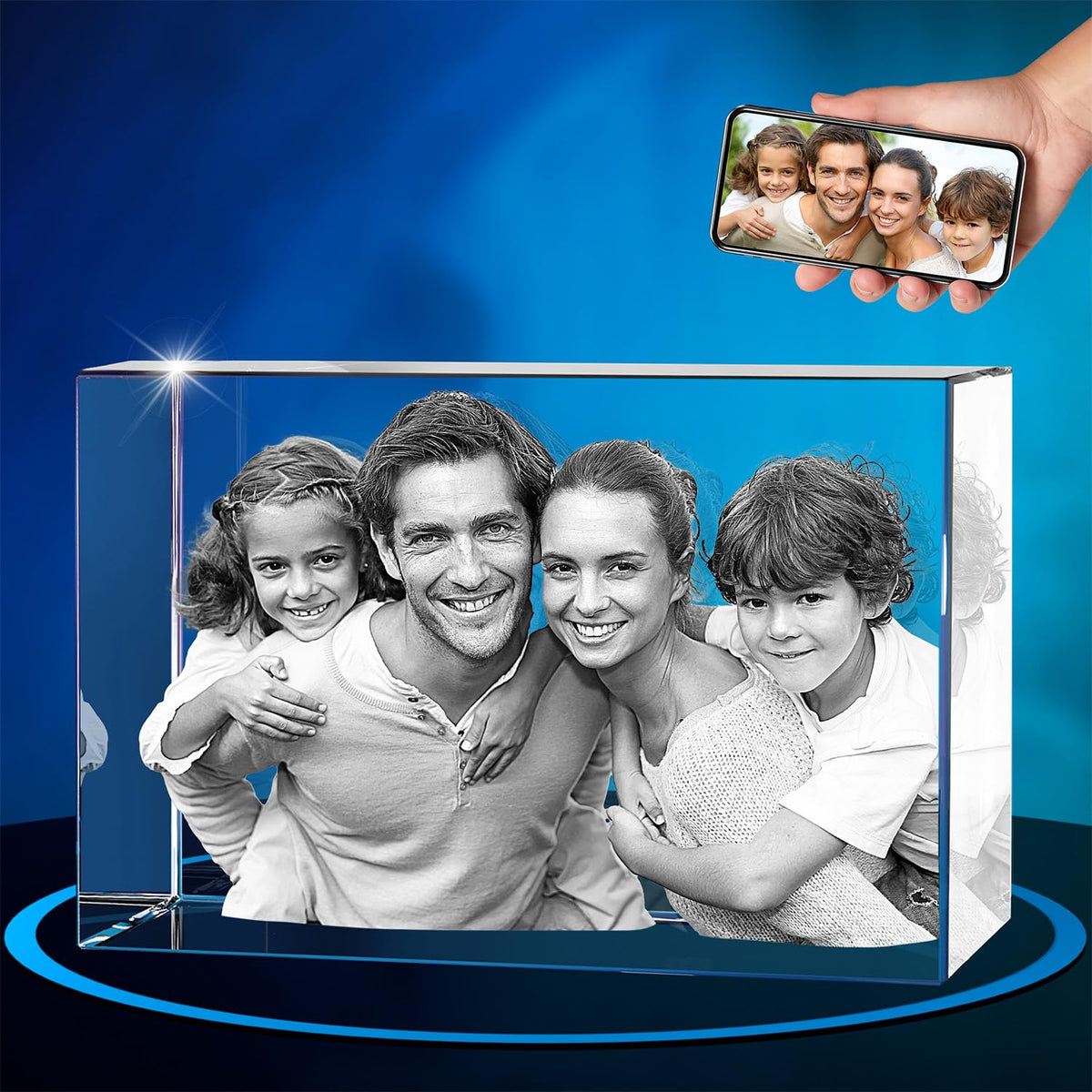ArtPix 3D Crystal Photo, Personalized Gifts for Women, Wife, Mom, Her, Him, Men, Great Customized Gift With Your Own Photo - Anniversary, Wedding, Birthday - Custom Glass 3D Laser Etched Picture Frame