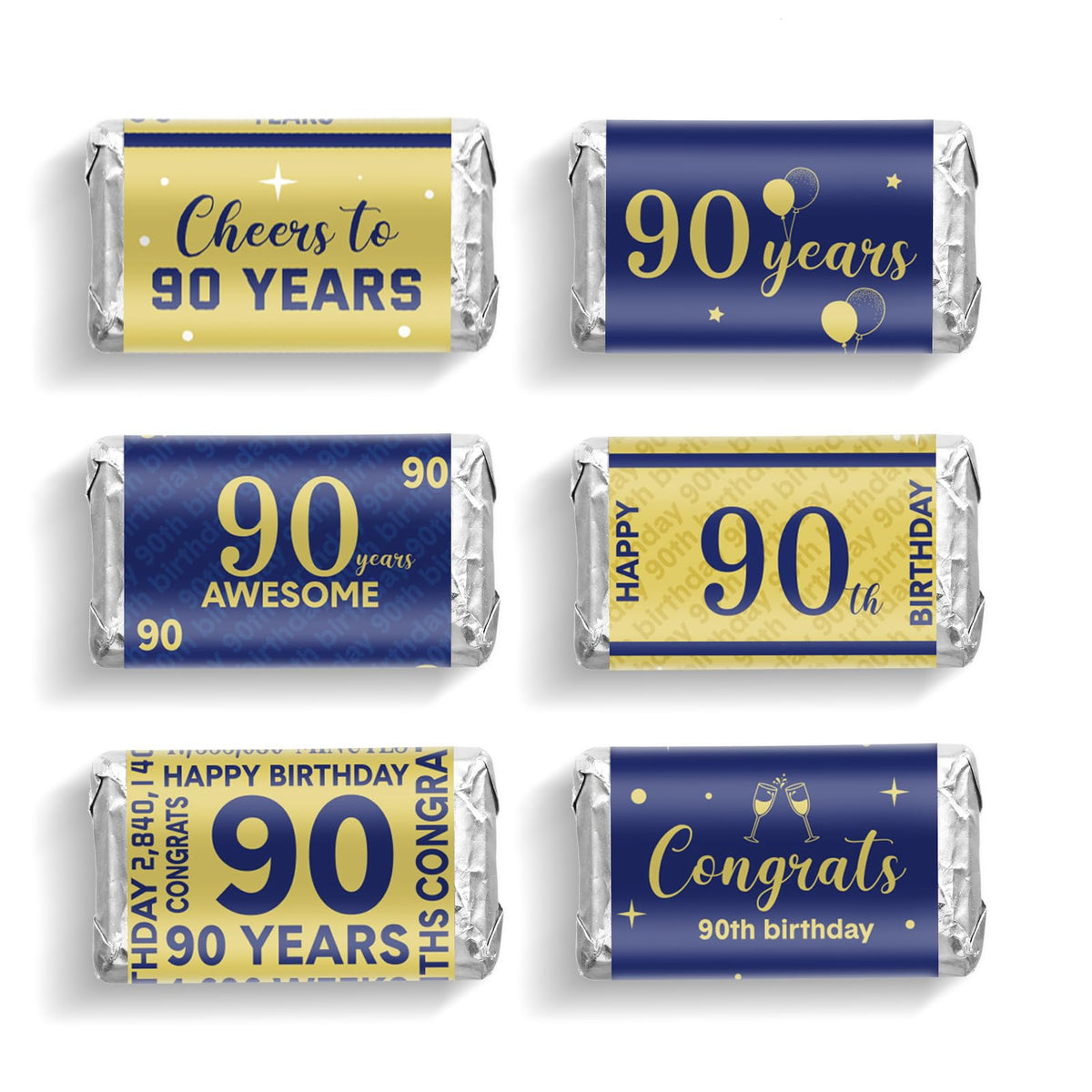 90-Piece Birthday Candy Wrapper Sticker Set for Party Favors