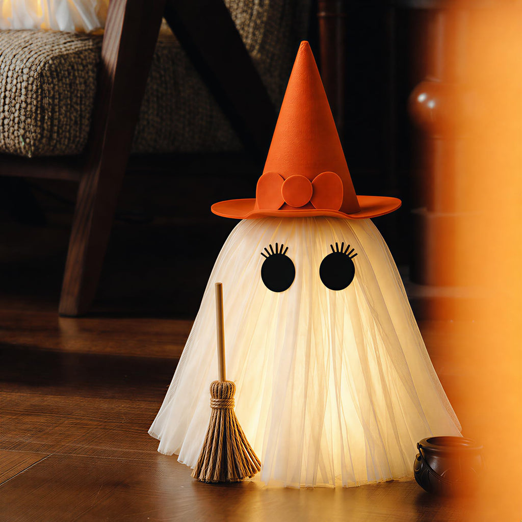 2-Piece Light-Up Halloween Ghosts with Witch Hats